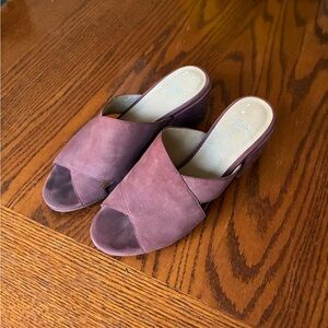 Eileen Fisher ‘Haven’ Mauve Suede Open-Toe Slide Heels Size 8